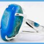 BLUE TEAL GEODE DRUZY GEMSTONE 925 STERLING SILVER DRUSY RING