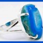 BLUE TEAL GEODE DRUZY GEMSTONE 925 STERLING SILVER DRUSY RING