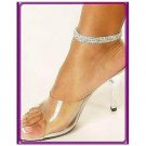 3 Row Crystal Rhinestone Silver Anklet