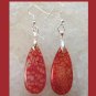 74ctw Red AGATE Teardrop shaped Gemstone Sterling Silver Overlay Hook Earrings