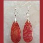 74ctw Red AGATE Teardrop shaped Gemstone Sterling Silver Overlay Hook Earrings