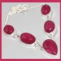 150ctw Natural RUBY Gemstone Pear and Oval cut 925 Sterling Silver Overlay Necklace
