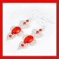 45ctw Red GARNET Pear & Round Cut Gemstone 925 Sterling Silver Overlay Hook Earrings