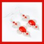 45ctw Red GARNET Pear & Round Cut Gemstone 925 Sterling Silver Overlay Hook Earrings