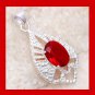 18ct Natural Red GARNET Oval Cut Gemstone 925 Sterling Silver Overlay Fancy Shaped Pendant