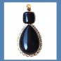 60ctw Blue SANDSTONE Pear & Square Cut Gemstone 925 Sterling Silver Overlay Pendant