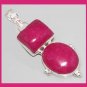 62ctw Natural Red RUBY Oval & Rectangle Shaped Gemstone 925 Sterling Silver Overlay Pendant