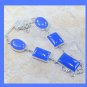 180ctw Blue CHALCEDONY Rectangle & Oval Shaped Gemstone 925 Sterling Silver Overlay Necklace