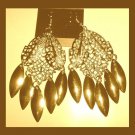 GOLDEN DANGLE 18K Yellow Gold Overlay 3.50 inch Chandelier Hook Earrings