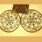 Round FLOWER Style 18K Yellow Gold Overlay 2 inch Chandelier Dangle Hook Earrings