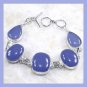 155ctw Blue CHALCEDONY Gemstone Oval Pear Cushion Cut Cabochon 925 Sterling Silver Link Bracelet