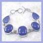 155ctw Blue CHALCEDONY Gemstone Oval Pear Cushion Cut Cabochon 925 Sterling Silver Link Bracelet