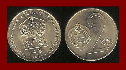 CZECHOSLOVAKIA 1975 2 KORUNY KCS COIN KM 75 Europe