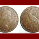 NEW ZEALAND 1958 1 PENNY BRONZE COIN KM#24.2 Oceana - Tui Parson Bird