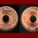 PHILIPPINES 1993 5 SENTIMOS COIN KM#268 Southeast ASIA