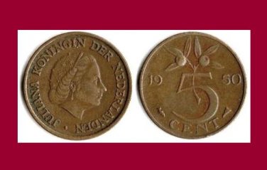 1 cent coin 1950 Netherlands