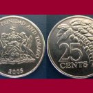 TRINIDAD AND TOBAGO 2005 25 CENTS COIN KM#32 Caribbean - BU BEAUTIFUL! - Chaconia Flower