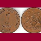 TRINIDAD AND TOBAGO 1966 1 CENT COIN KM#25 Caribbean - Hummingbird