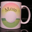 Ceramic mug printed with "Mom" golf design