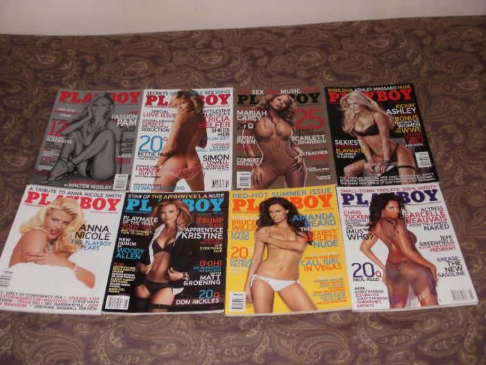 Playboy January to August 2007 lot - 8 Issues - Excellent Condition - Anna Nicole