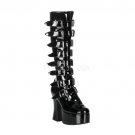 DEMONIA SLUSH-249 Size 11 Buckled P/F Blk Pat Knee Boot