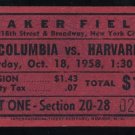 1958 Columbia vs Harvard Football Ticket Stub