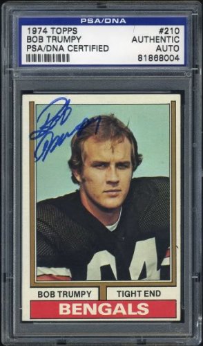 1974 Topps #210 BOB TRUMPY Auto Card PSA/DNA Bengals