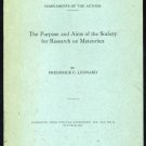 Purpose of...Research on Meteorites, Frederick Leonard