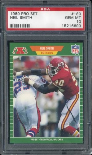1989 Pro Set #180 NEIL SMITH RC, Graded PSA 10, Chiefs