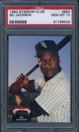 1992 Stadium Club 654 BO JACKSON Card PSA 10 White Sox