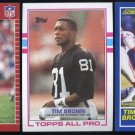 1989 TIM BROWN RC Lot; Pro Set, Score, Topps
