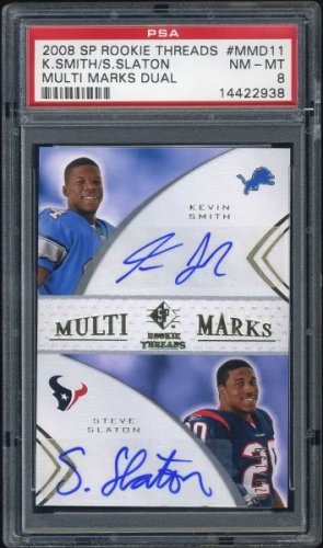 2008 SP Threads Kevin Smith/Steve Slaton Auto RC PSA 8