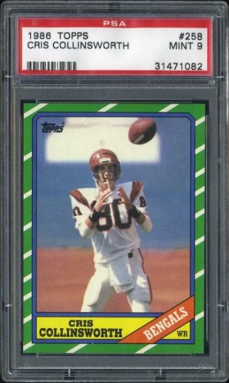 1986 Topps #258 CRIS COLLINSWORTH Card PSA 9 Bengals