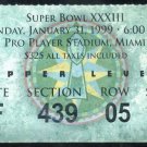 Super Bowl XXXIII Ticket Stub, John Elway MVP