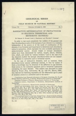 Radioactive Determination in Ter. & Meteoritic Material