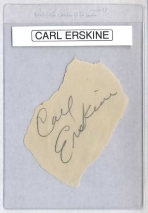 CARL ERKSINE Signed Paper PSA/DNA, LA Dodgers