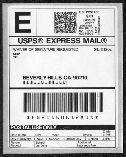 2007 Automated Postal Center EXPRESS Mail Stamp 90210