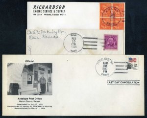 Kansas Last Day Post Office Cancel Lot; Aulne+