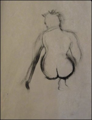 Original Nude Charcoal Gesture drawing - Naomi