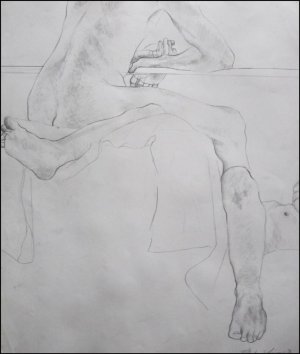 Original Nude Pencil Drawing - 2 figures