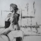Original Nude Charcoal Drawing - Cindy