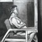 Original Nude Charcoal Drawing - Ed