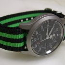 Black and Green Stripe 24mm James Bond  Nato Nylon Watch Strap