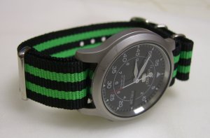 Black and Green Stripe 24mm James Bond  Nato Nylon Watch Strap