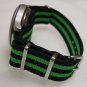 Black and Green Stripe 24mm James Bond Nato Nylon Watch Strap