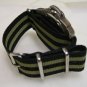 Black and Olive Green Stripe 22mm James Bond Nato Nylon Watch Strap