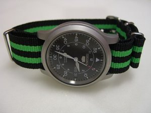 Black and Green Stripe 20mm James Bond  Nato Nylon Watch Strap