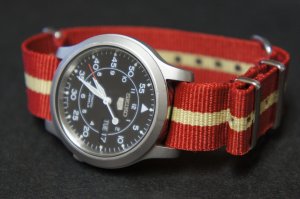 Red and Sand Stripe 18mm Nato Nylon Watch Strap
