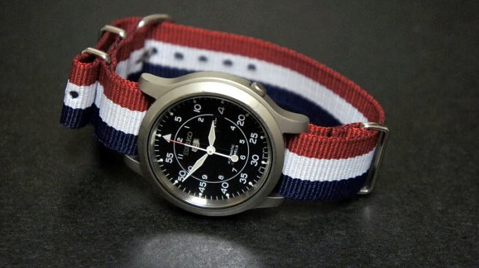 Red White & Blue Stripe 20mm Nato Nylon Watch Strap