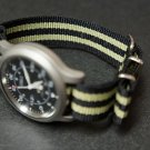 Black and Olive Green Stripe 22mm James Bond  Nato Nylon Watch Strap